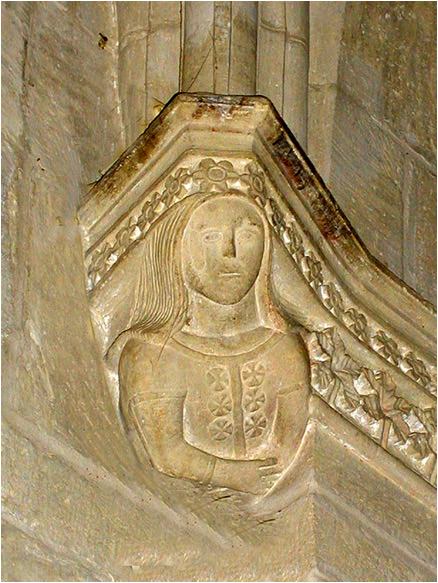 Peduccio pensile di San Gavino Monreale con volto femminile cicatrizzato, forse Eleonora d’Arborea